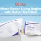 BElixz product line featuring SHIRUTO, LIVCORE, and I-VXION against a light blue background with the tagline "Where Better Living Begins with Better Nutrition"
